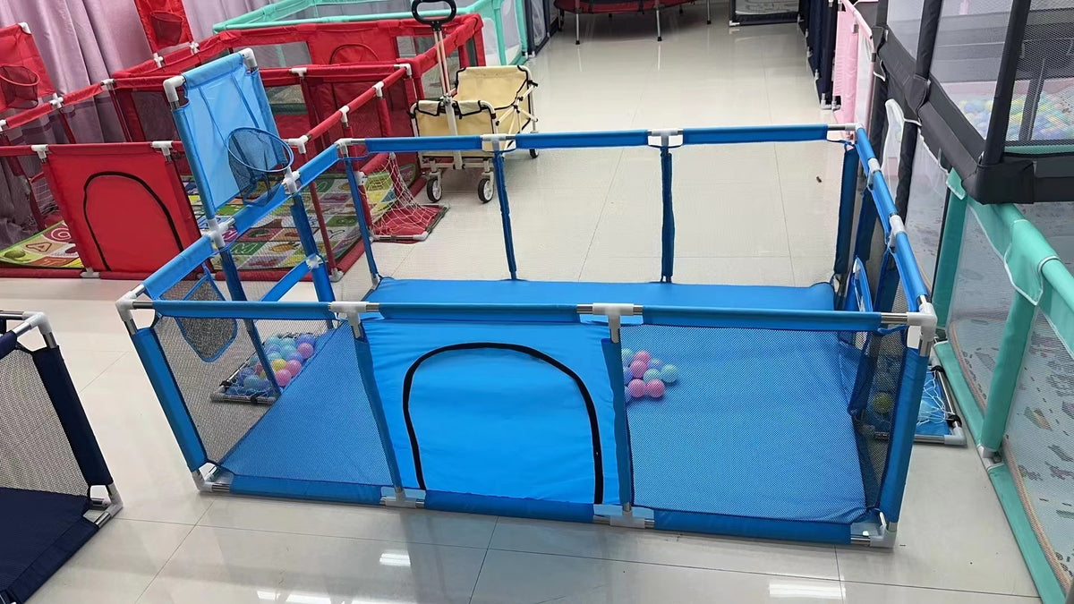 Extra Large Modular Baby Play Pen with Basketball Hoop