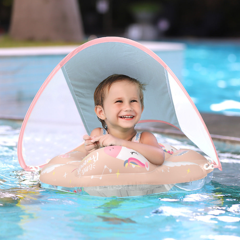 Baby Swimming Ring with Canopy & Seat Float – Pink Pony Design