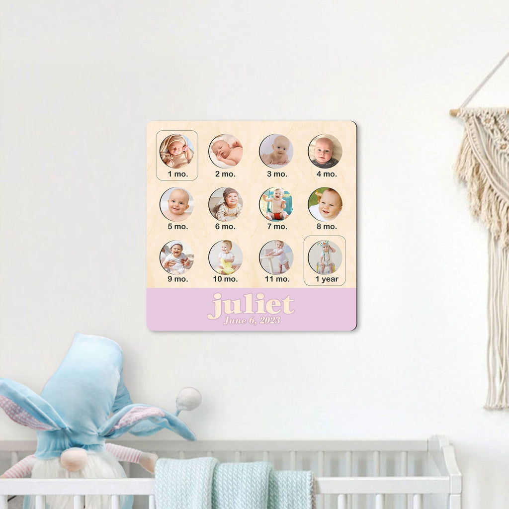 Baby First Birthday Sign - One year Baby - Milestone photo Board - 12 Months baby Collage Sign - Baby Photo Frame - 310324