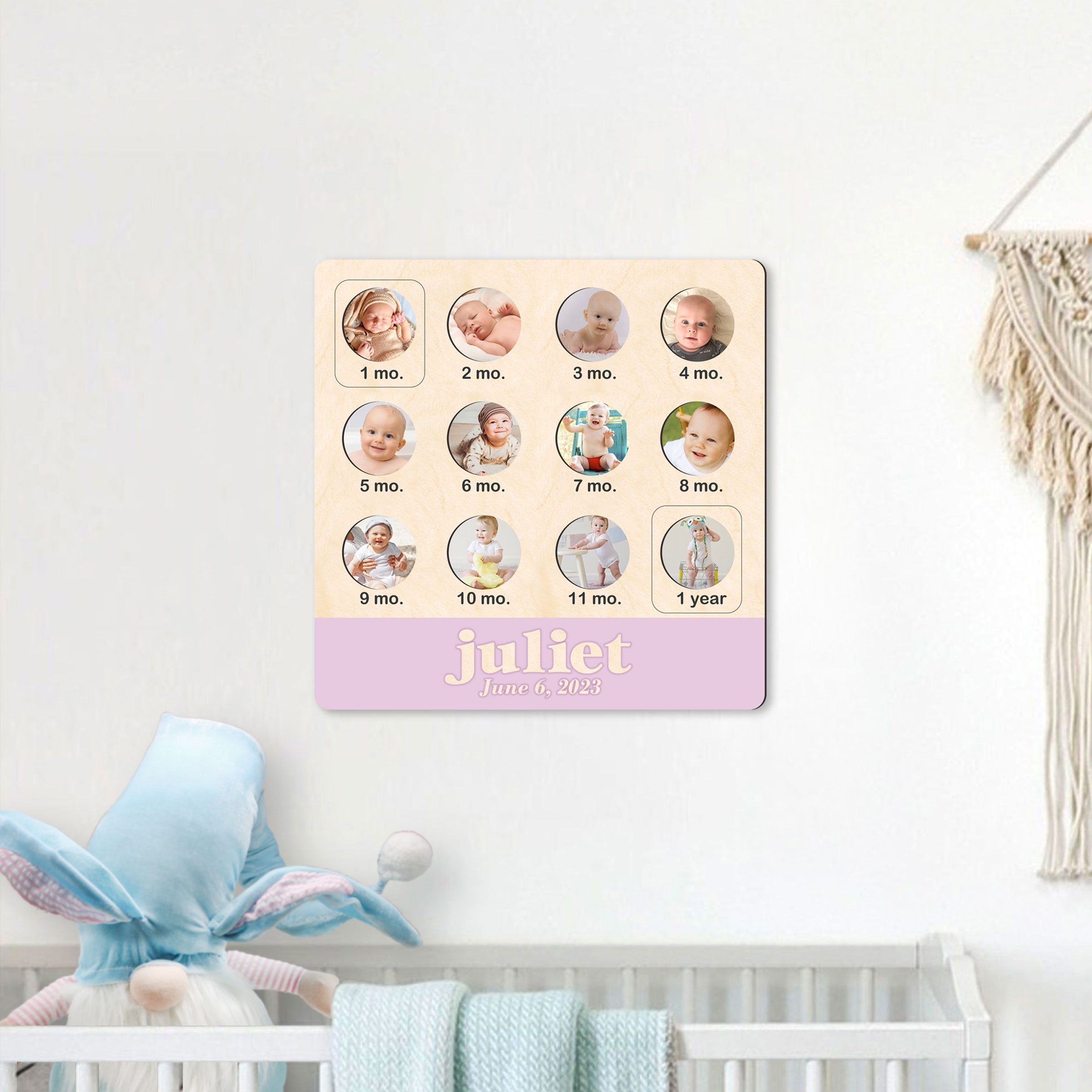 Baby First Birthday Sign - One year Baby - Milestone photo Board - 12 Months baby Collage Sign - Baby Photo Frame - 310324