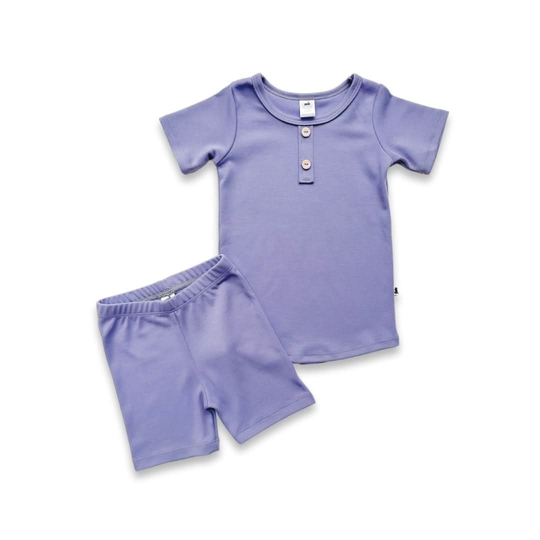 Baby 2-Piece Bamboo Short Sleeve Henley Snug-Fit Lounge Set | Dusty Lilac-0