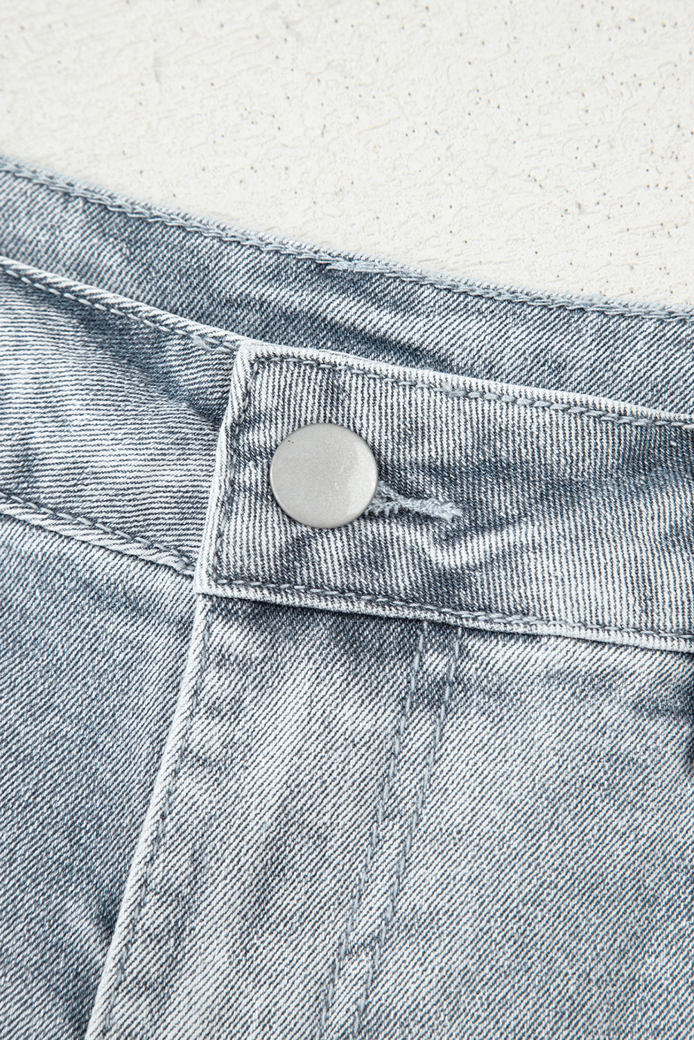 Scalloped Acid Wash High Waist Denim Shorts-2
