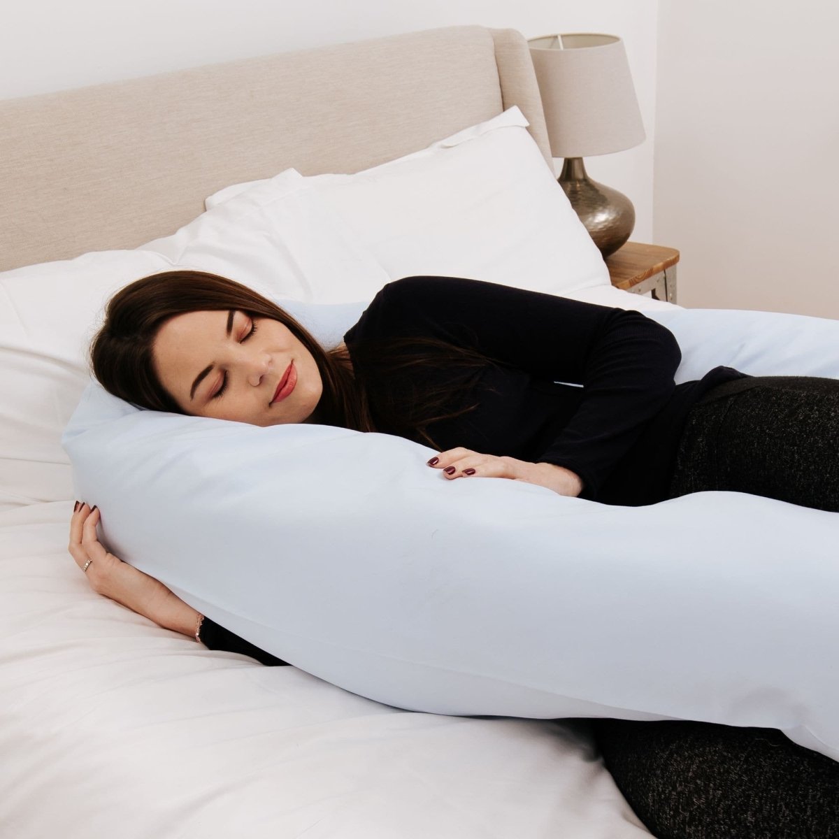 9 Foot Maternity Pillow And Case - Light Blue-4