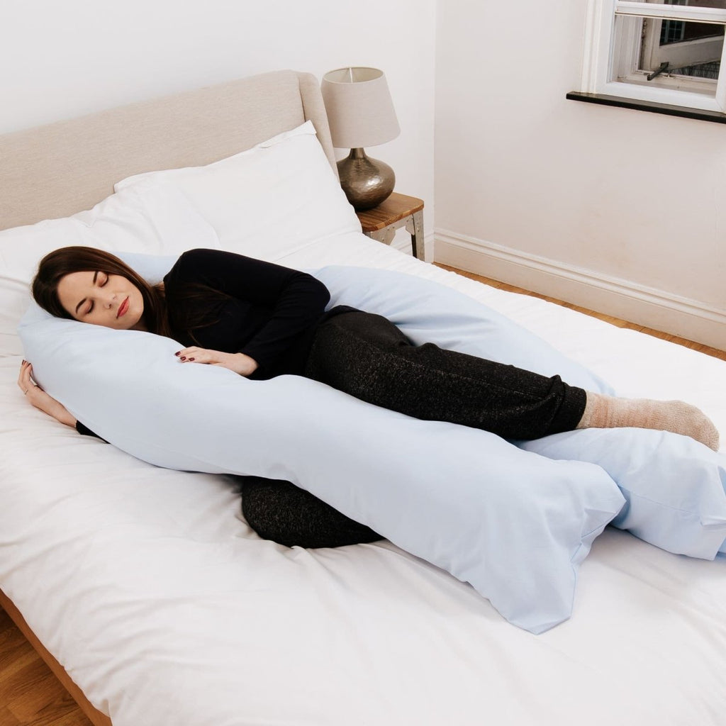 9 Foot Maternity Pillow And Case - Light Blue-0