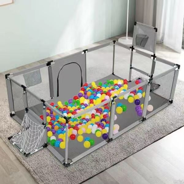Extra Large Modular Baby Play Pen with Basketball Hoop