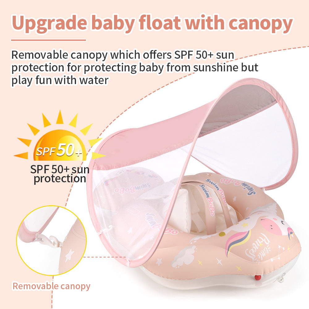 Baby Swimming Ring with Canopy & Seat Float – Pink Pony Design