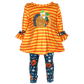 Girls Orange & Blue Fall Harvest Pumpkin Tunic and Leggings