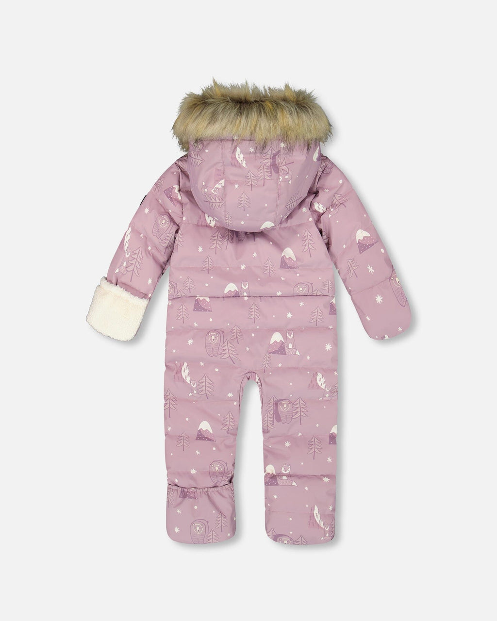 One-Piece Baby Snug Snowsuit Designed For Car Seat Purple Bear Print-3