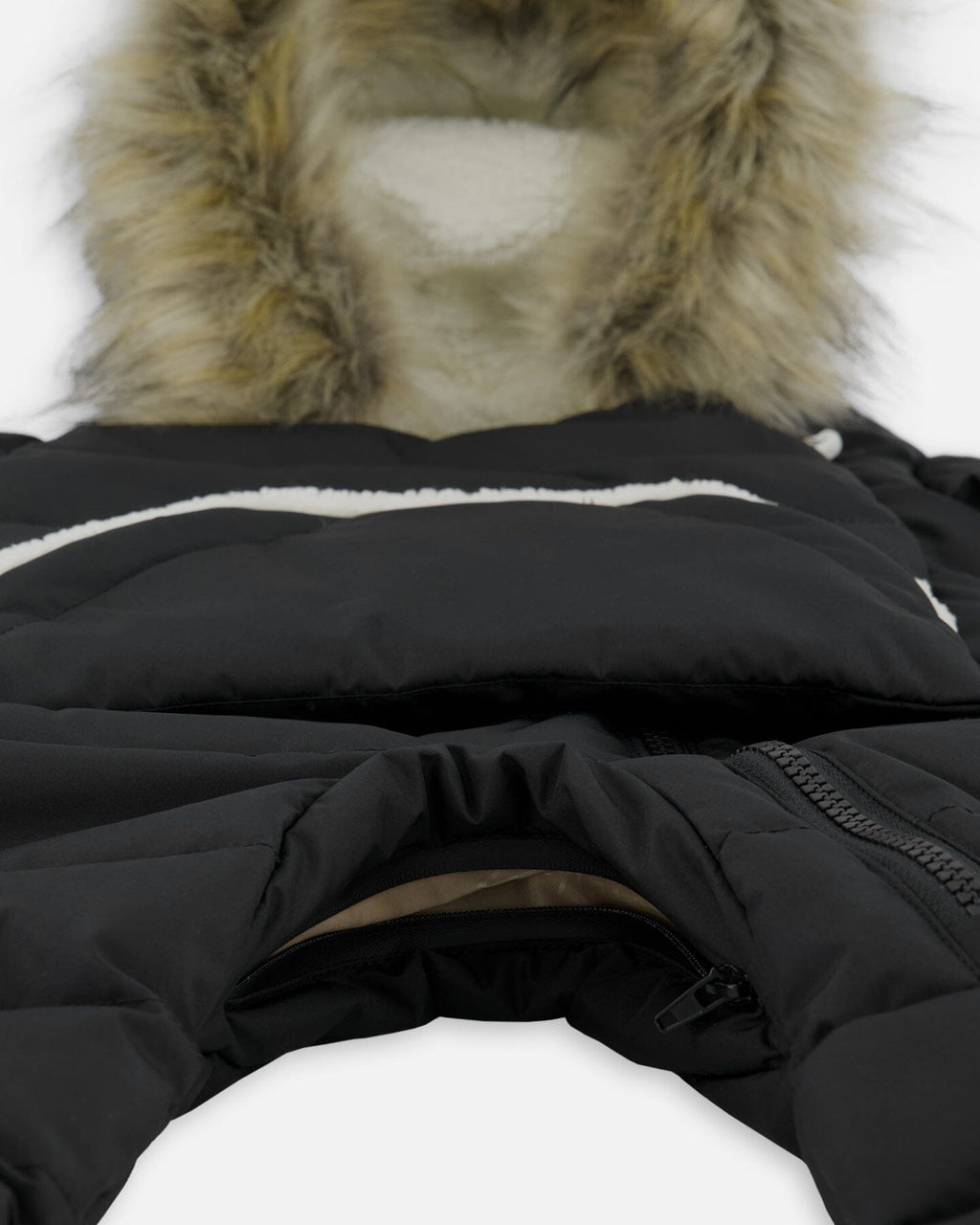 One-Piece Baby Snug Snowsuit Designed For Car Seat Black-4
