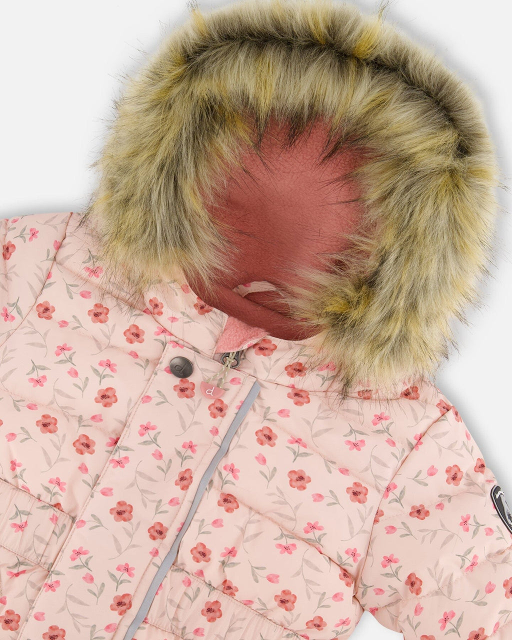 One-Piece Baby Original Puffy Snowsuit Pink Mini Flowers-4
