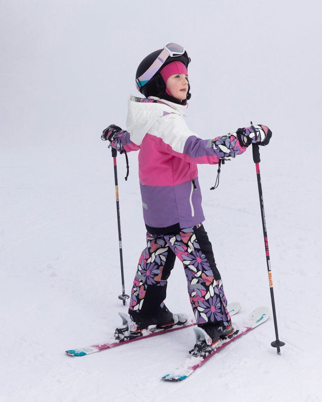 Two-Piece Teknik Snowsuit Black Retro Flower Print-2