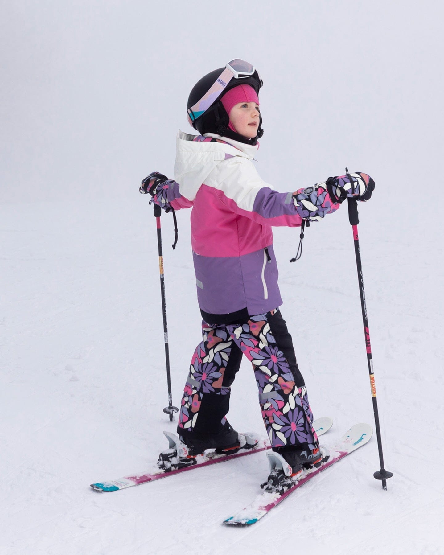 Two-Piece Teknik Snowsuit Black Retro Flower Print-2