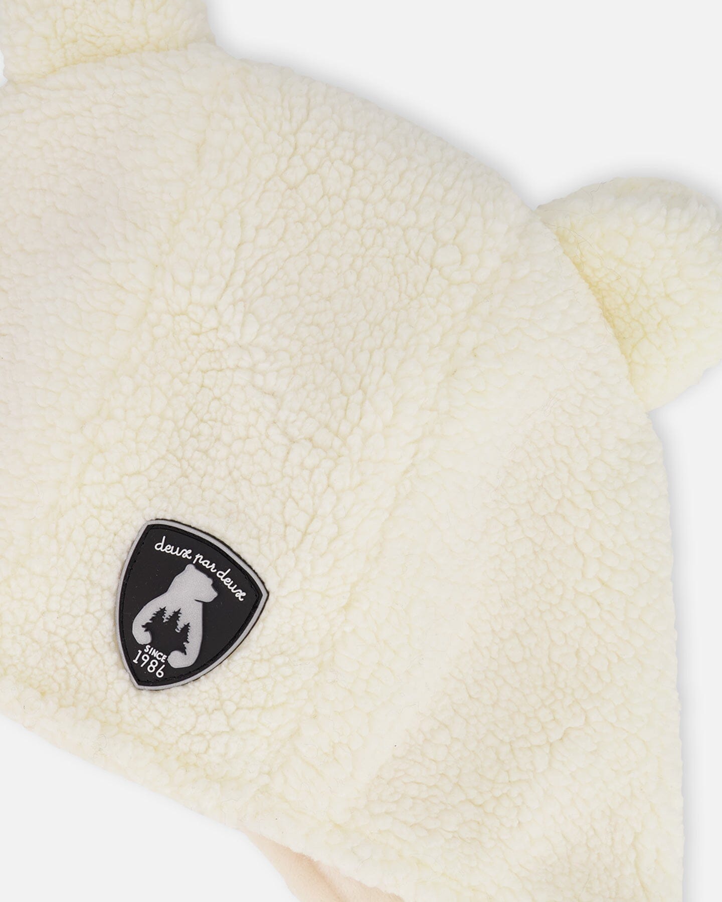 Lined Baby Sherpa Hat With Ear Flaps Off-White-2