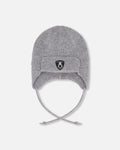 Lined Baby Knit Hat With Ears And Strings Heather Gray-0