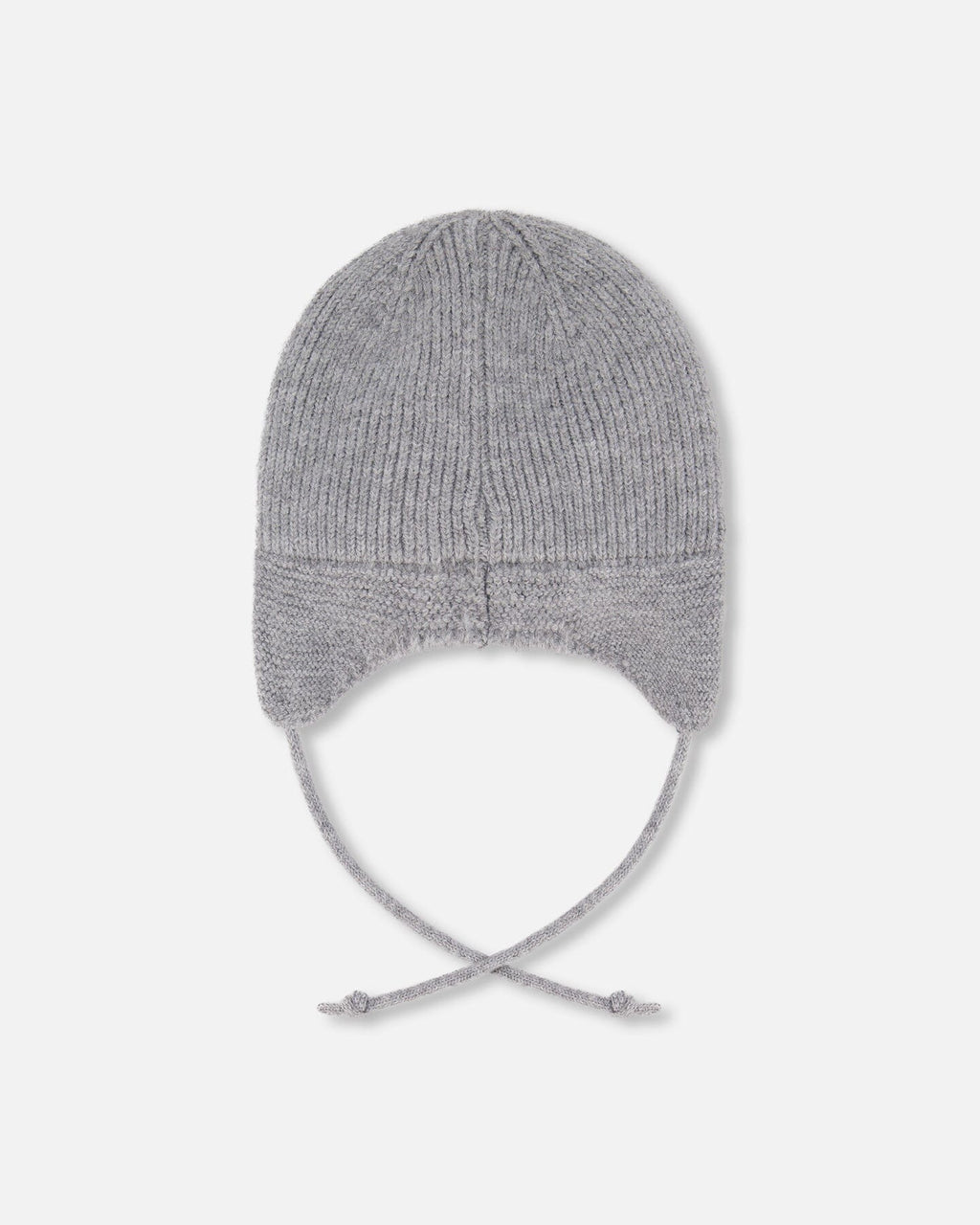 Lined Baby Knit Hat With Ears And Strings Heather Gray-2