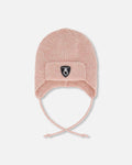 Lined Baby Knit Hat With Ears And Strings Dusty Pink-0