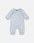 Organic Cotton One-Piece And Baby Romper Blue Bear Print-0