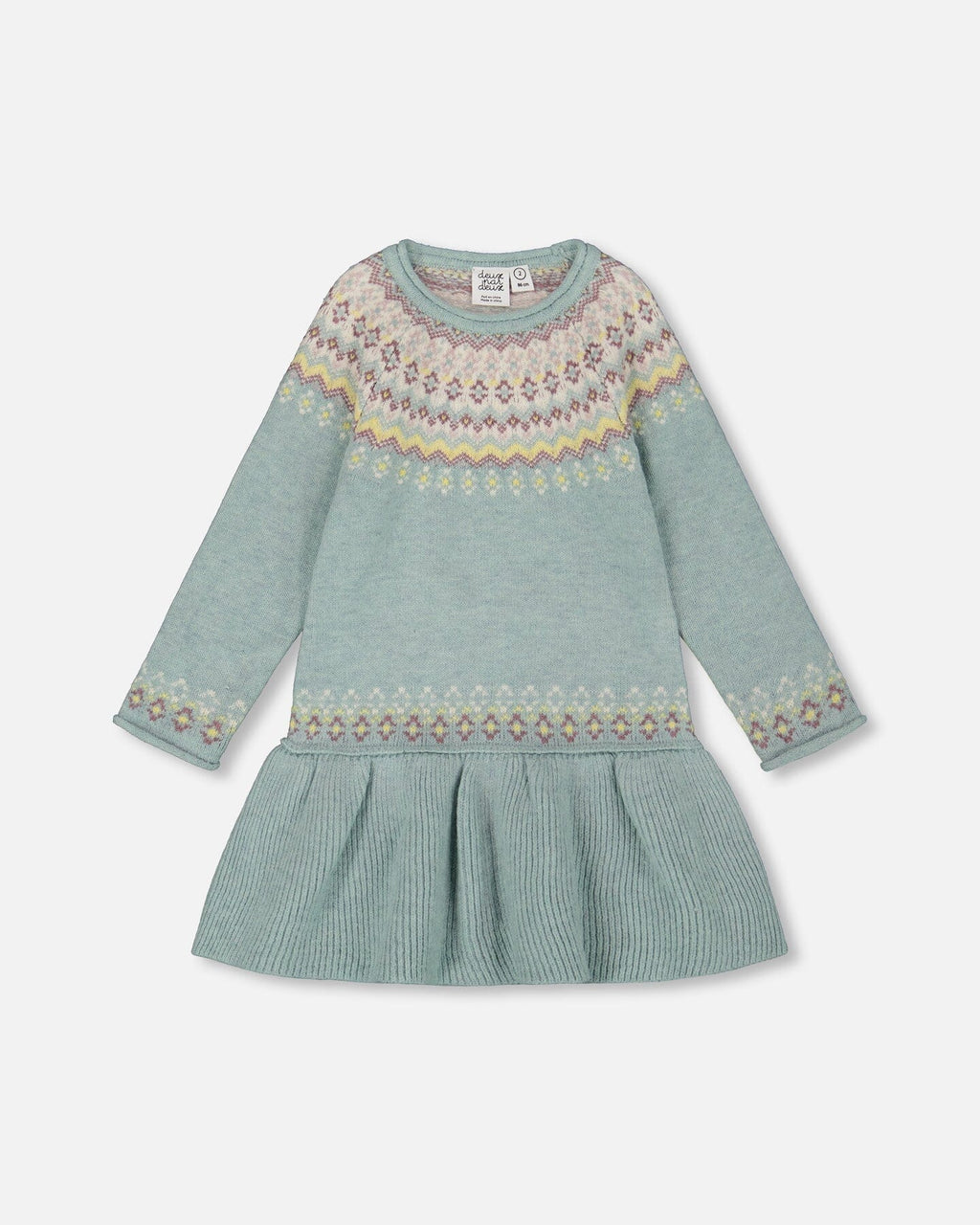 Jacquard Sweater Dress With Ribbed Skirt Jade Green-0