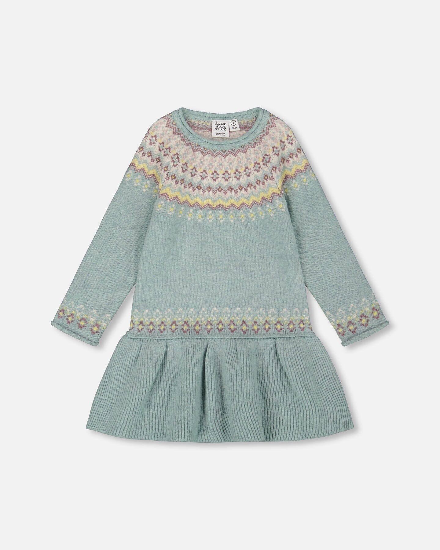 Jacquard Sweater Dress With Ribbed Skirt Jade Green-0