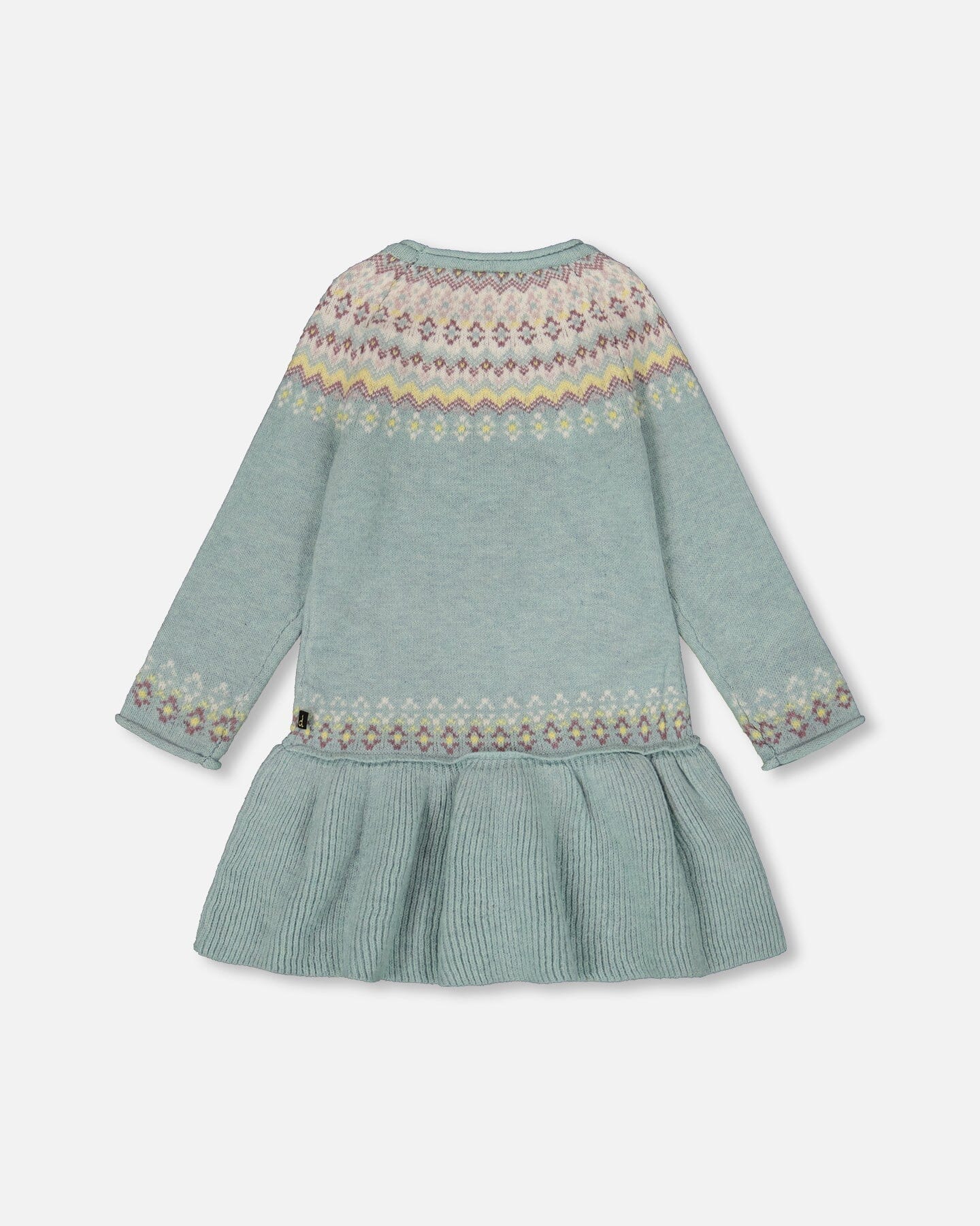 Jacquard Sweater Dress With Ribbed Skirt Jade Green-2