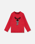 Jersey T-Shirt Cherry Red With Moose-0