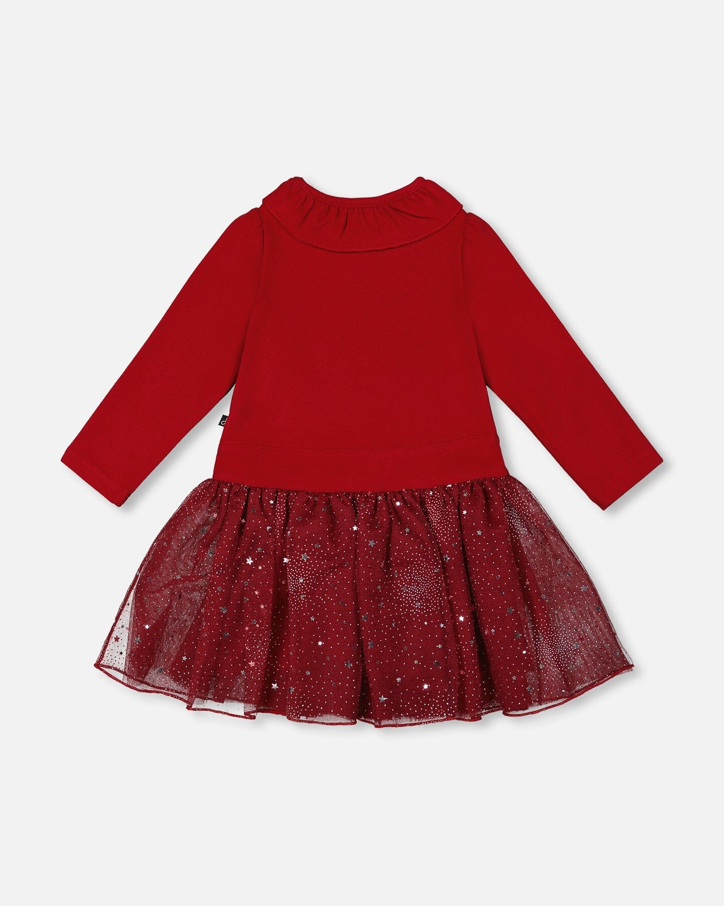Bi-Material Dress With Glittering Skirt Red-2