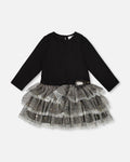 Glittering Mesh Skirt Party Dress Black-0