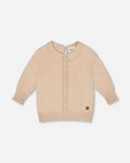 3/4 Sleeve Knitted Sweater Beige