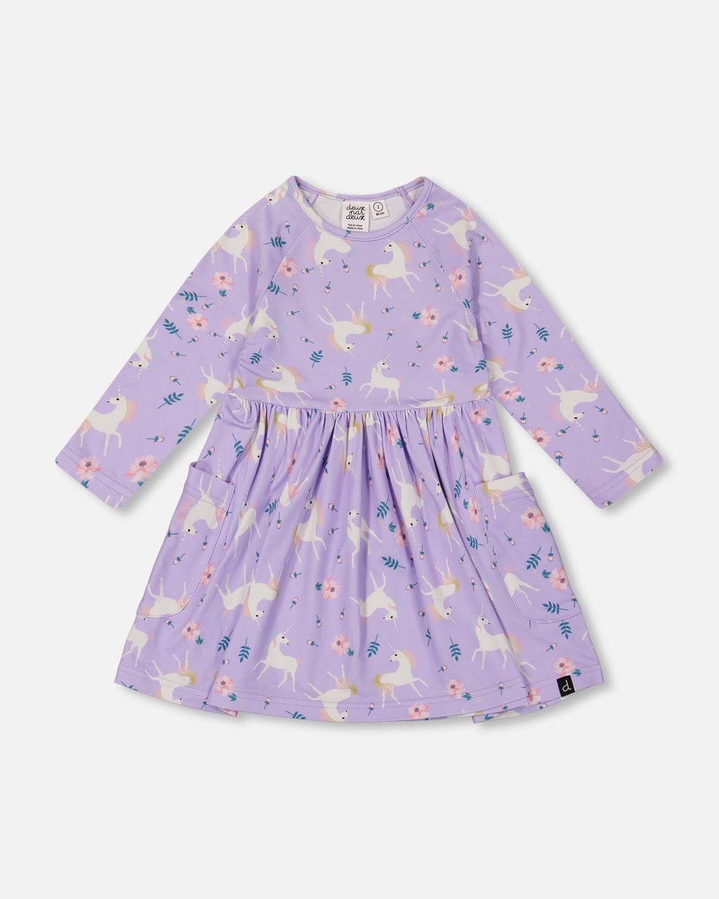 Jersey Dress With Pockets Lilac Unicorn Print-0