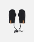 Baby Knit Mittens With String Black-0