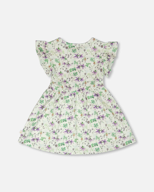 Jersey Dress Green Printed Flowers