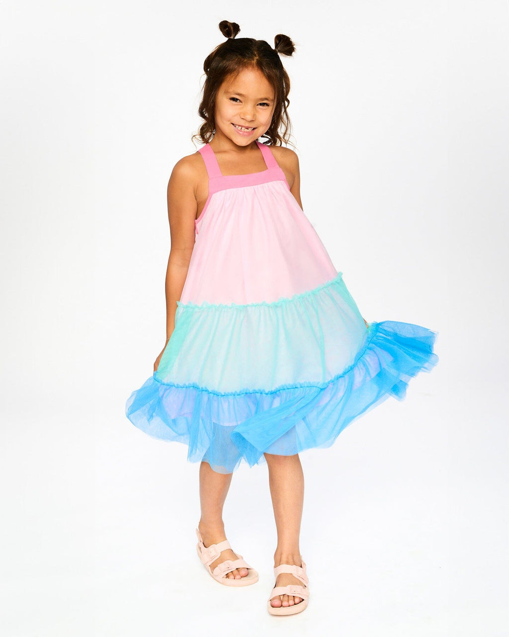 Mesh Dress Pink And Blue-2