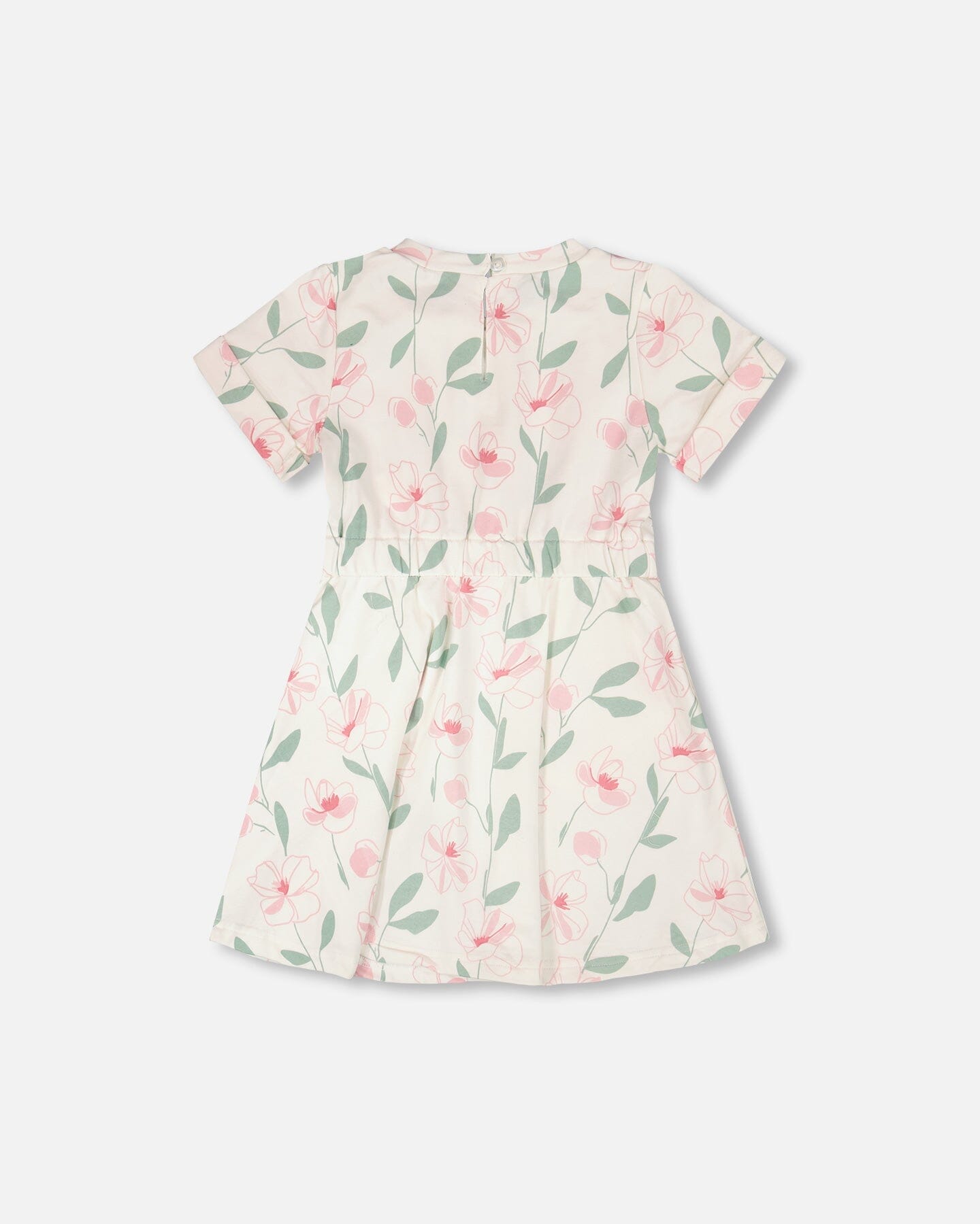 French Terry Dress Off White Printed Flowers-2