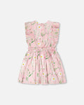 Viscose Dress Pink Printed Flowers-2