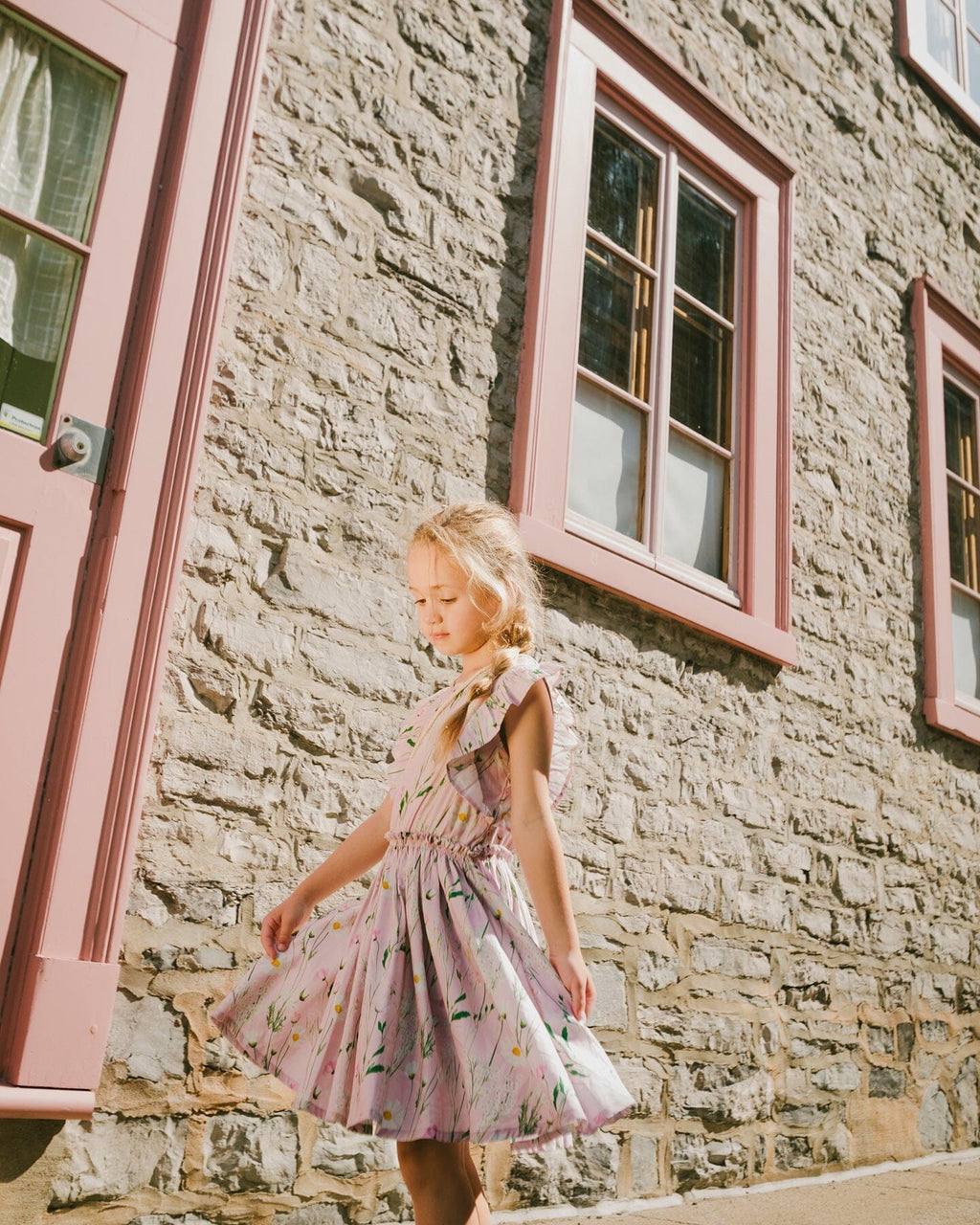 Viscose Dress Pink Printed Flowers-3
