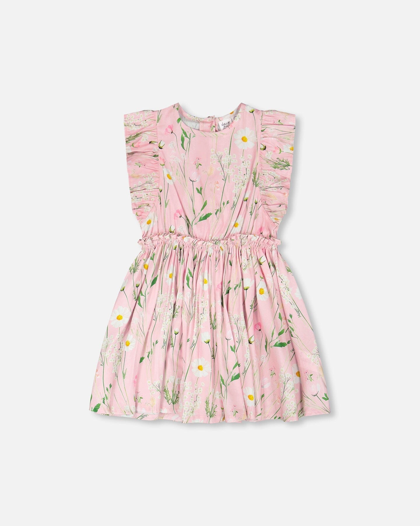 Viscose Dress Pink Printed Flowers-0