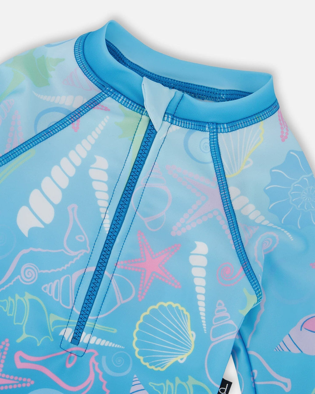 Baby And Toddler One-Piece Long Sleeve Rashguard Blue Shell Print-3
