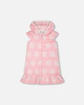 Terry Cloth Beach Hoodie Dress Pink Printed Flowers-0