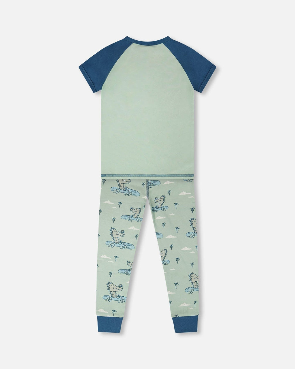 Organic Cotton Two-Piece Pyjama Set Green Crocodile Print-2