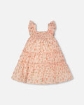 Multi-Tiered Dress With Smocking Pink Printed Flowers-0