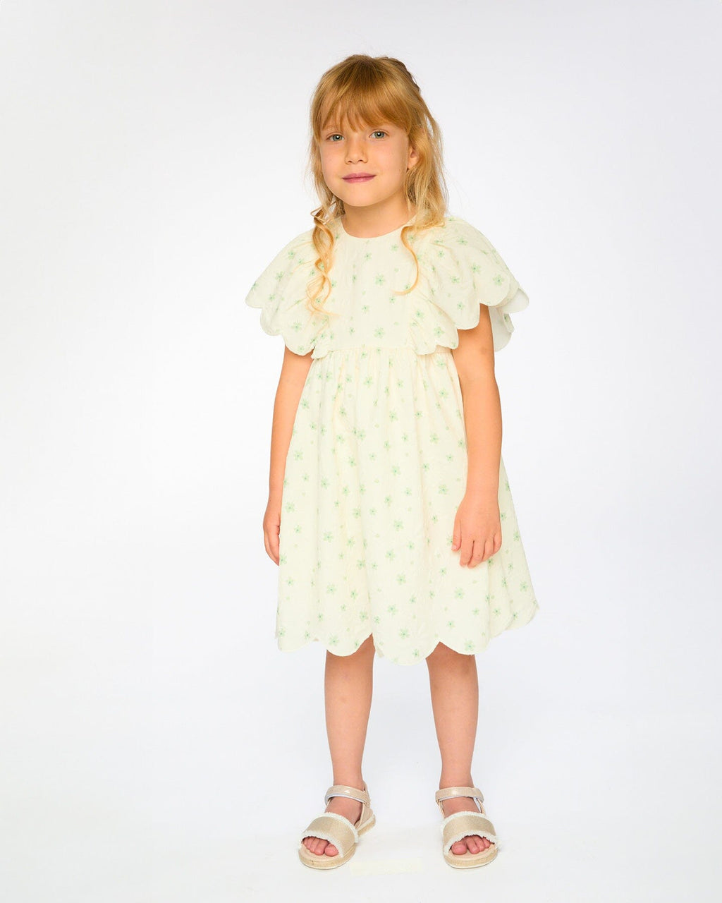 Jacquard Dress White Printed Flowers-1
