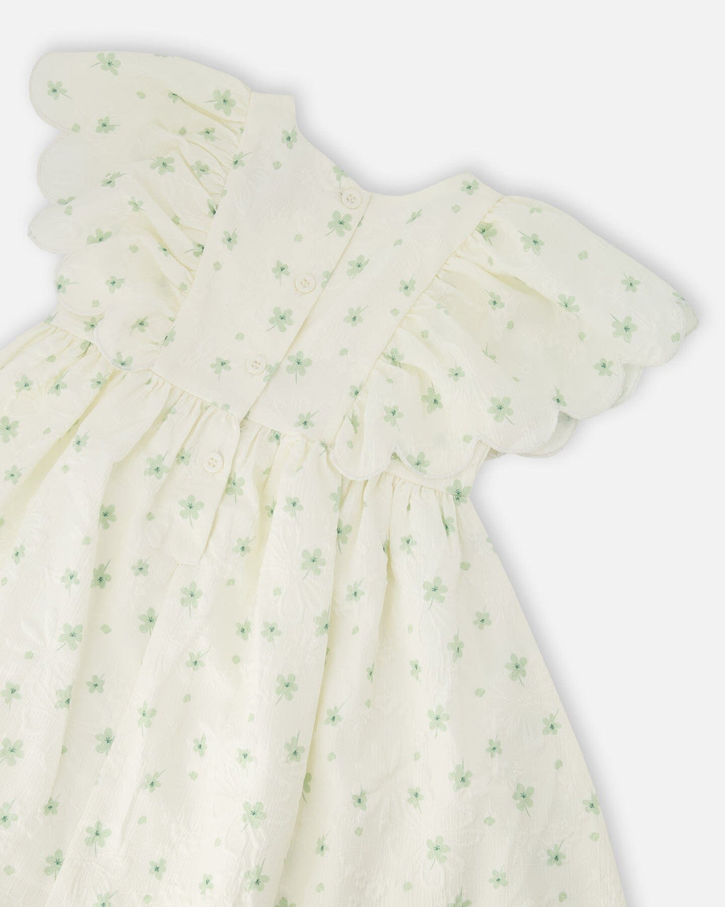 Jacquard Dress White Printed Flowers-3