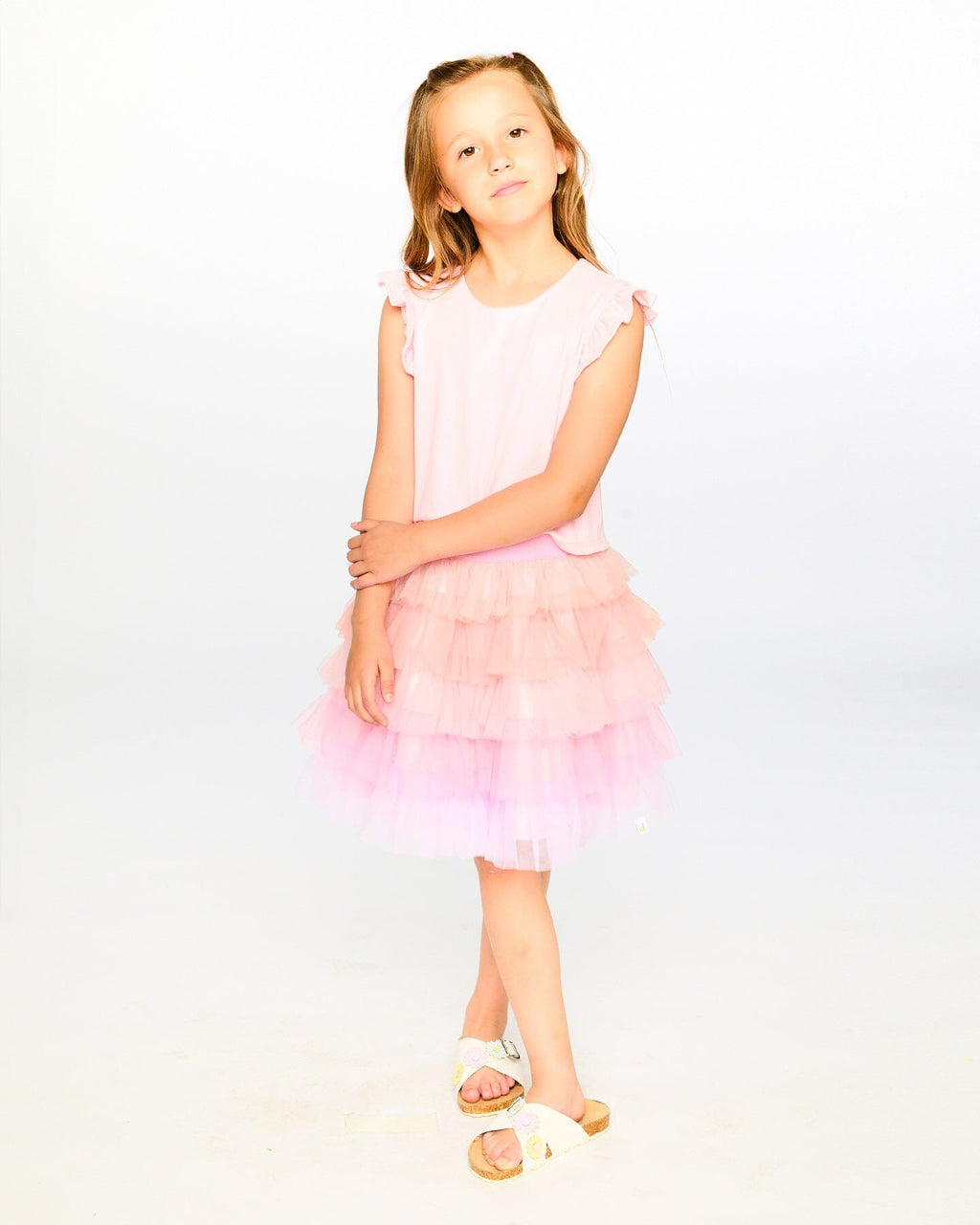 Bi-Material Dress Pale Pink-1