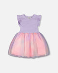Bi-Material Mesh Dress Lilac-0