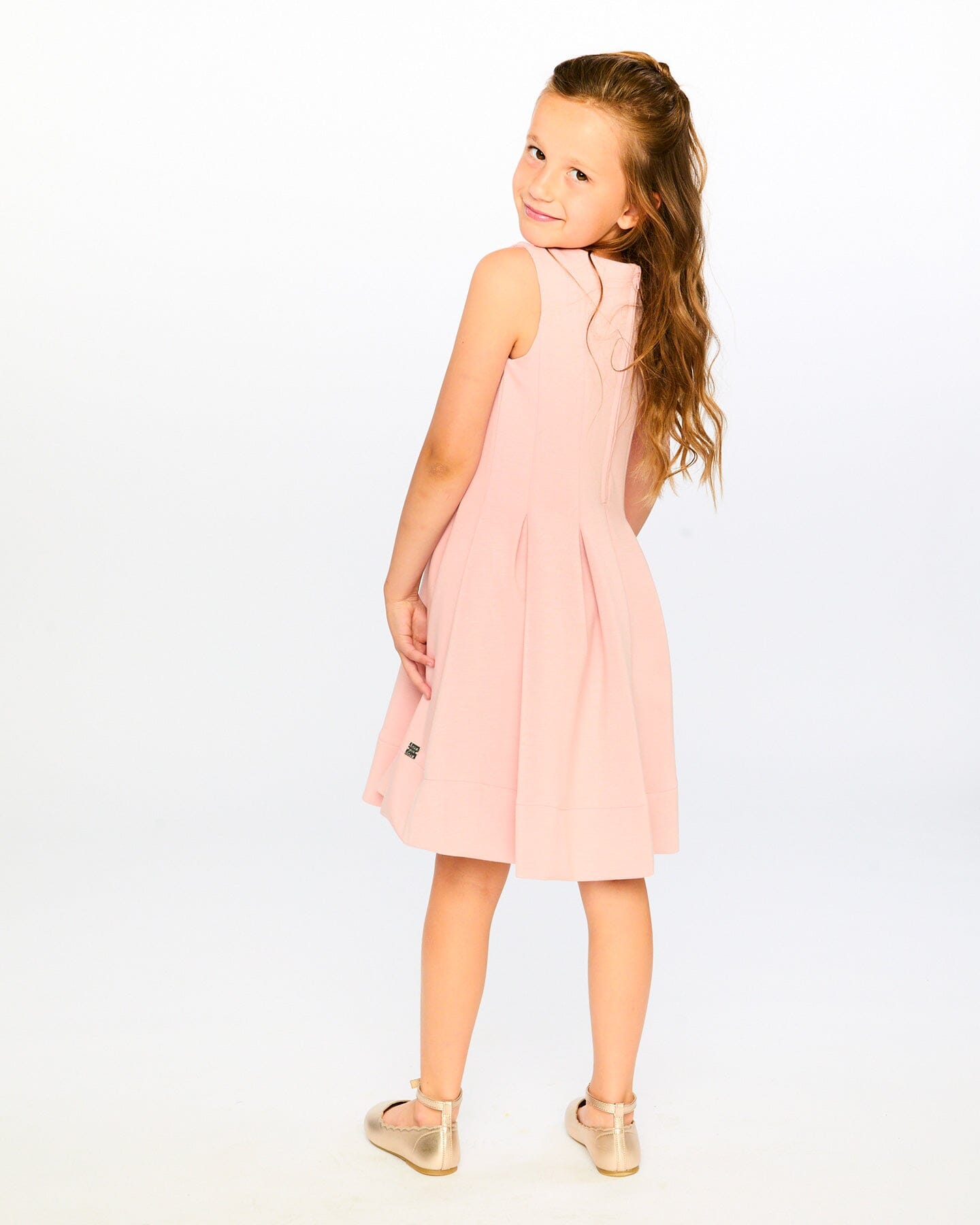 Sleeveless Neoprene Dress Pale Pink-1