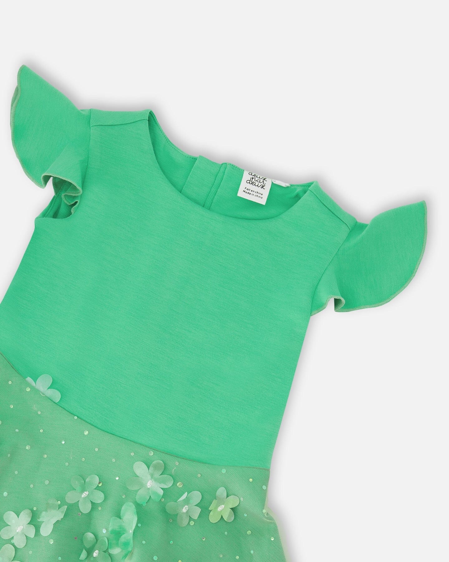 Bi-Material Dress Bright Mint Green-3