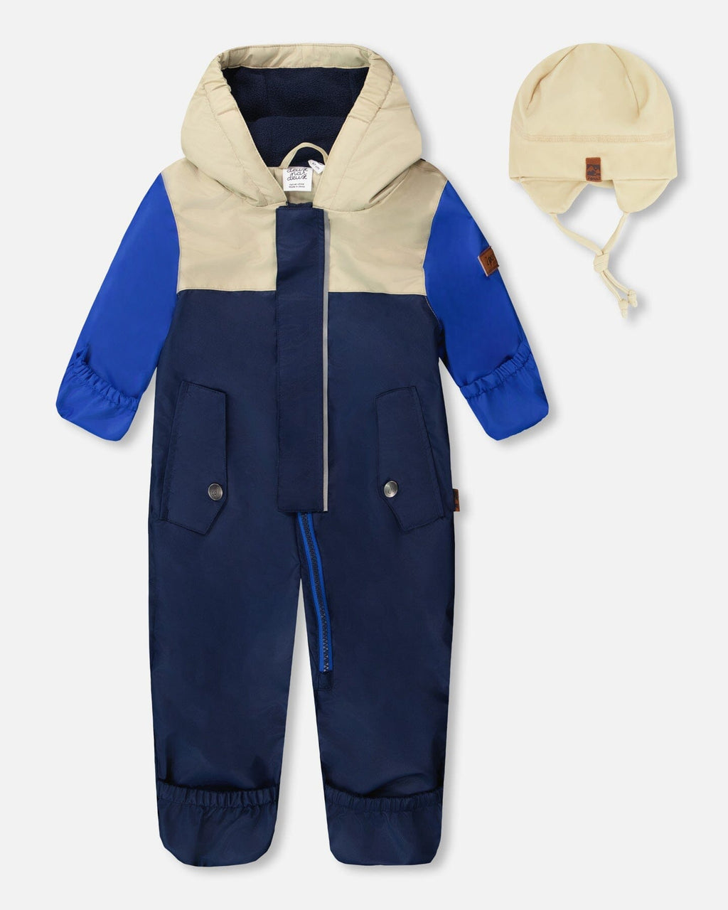 Baby Mid-Season One-Piece Outerwear With Hat Beige-0