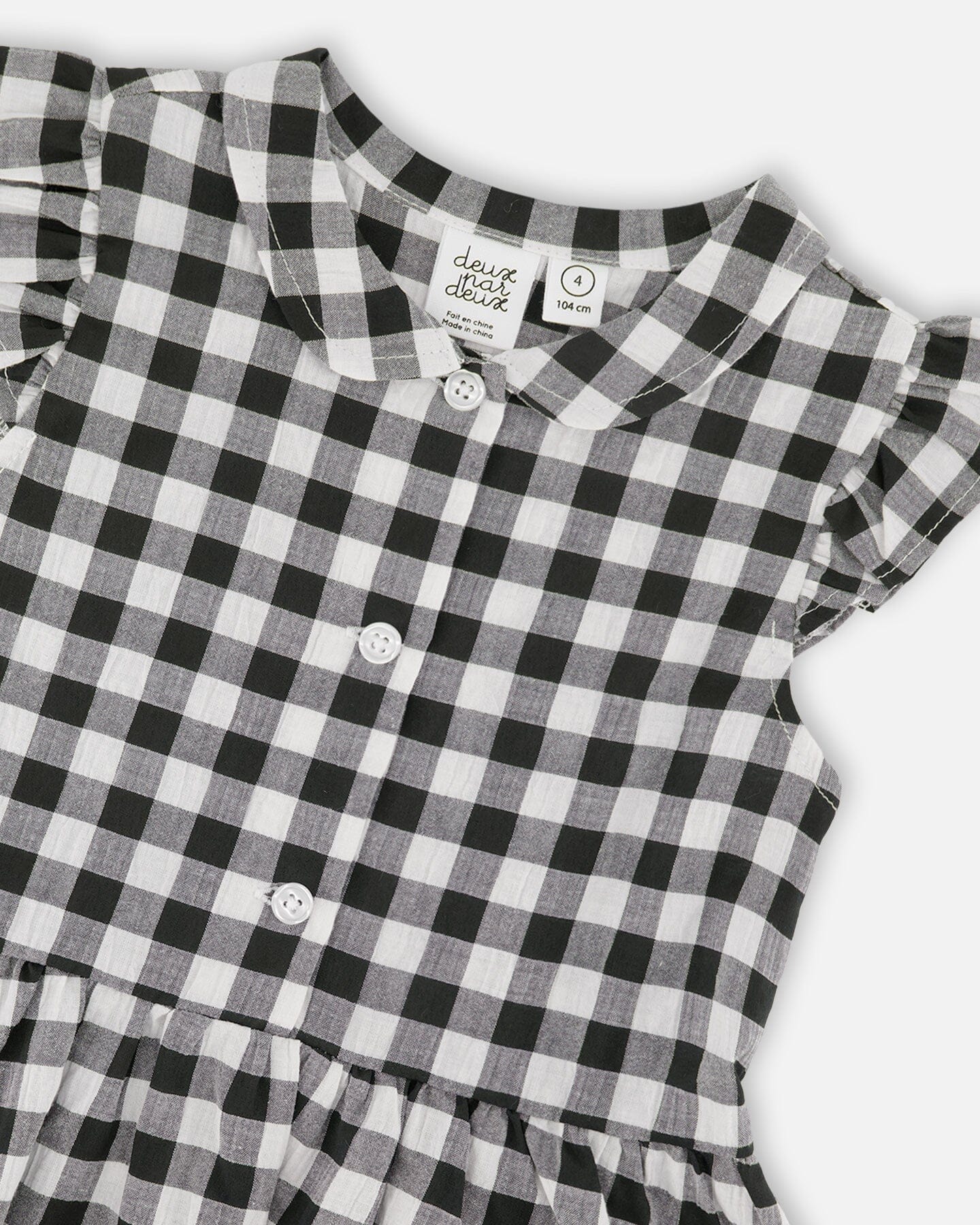 Sleeveless Button Down Dress Black Gingham-3