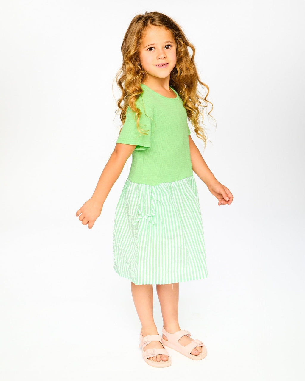 Bi-Material Dress Mint Green-1