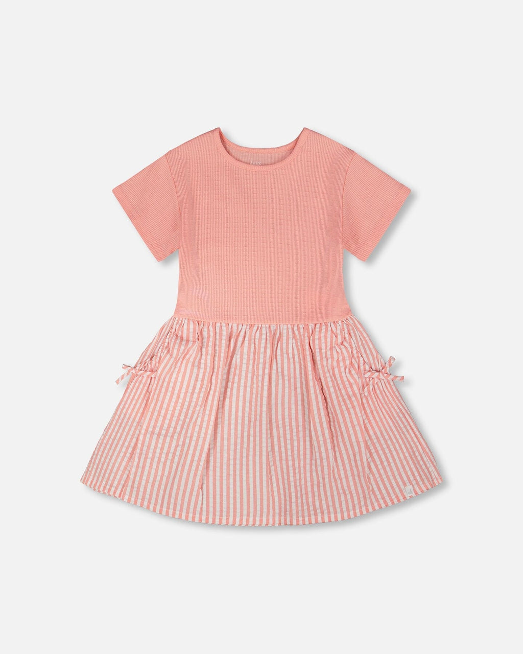 Bi-Material Dress Peach Pink-0